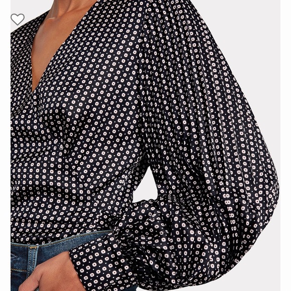 INTERMIX JENNA WRAP DUCHESS SATIN TOP IN MULTI - Picture 3 of 16